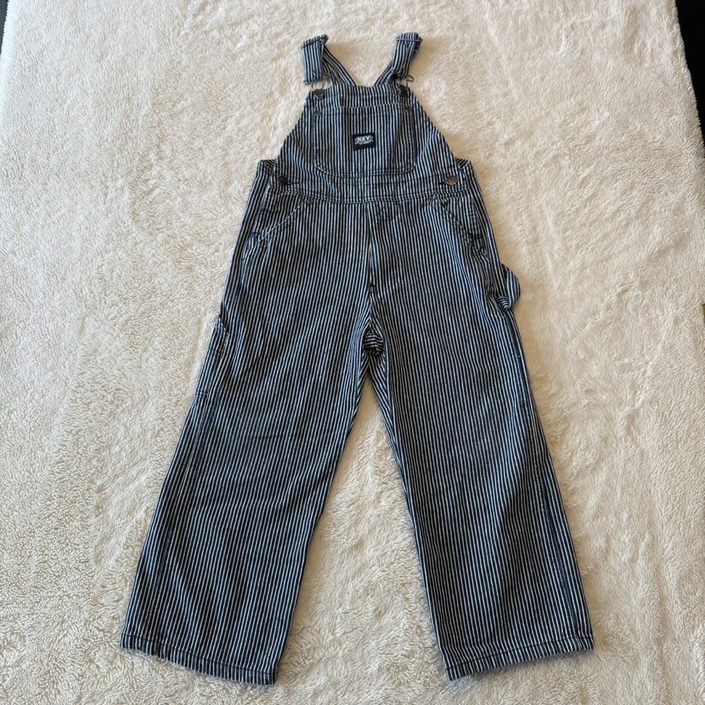 KEY Kids Overalls Train Conductor Costume Boys Striped Blue White Size 5 Small